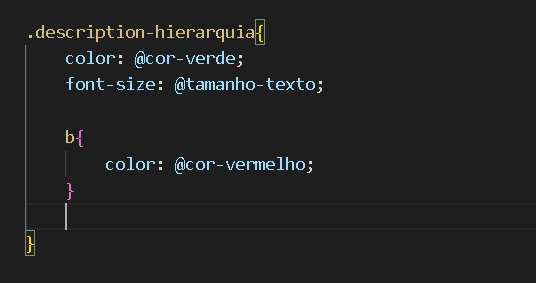 print da tela do VScode, mostrando o código, de como é feita a hierarquia