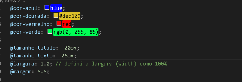print da tela do VScode, mostrando o código, de como é feita a hierarquia